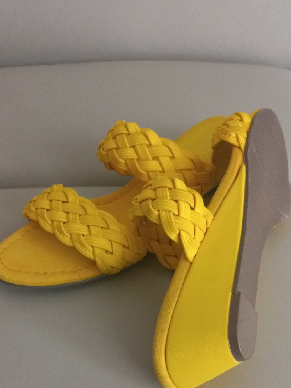 New York Transit Yellow Braided Double-Strap Slide Mules Size 7.5M - Picture 8 of 16